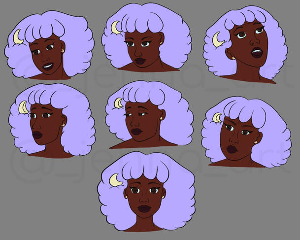 Moona - Facial Expressions in Flat Colour
